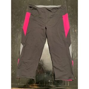 Victorias Secret VSX Sport Knockout Crop Leggings Black Pink Colorblock Medium